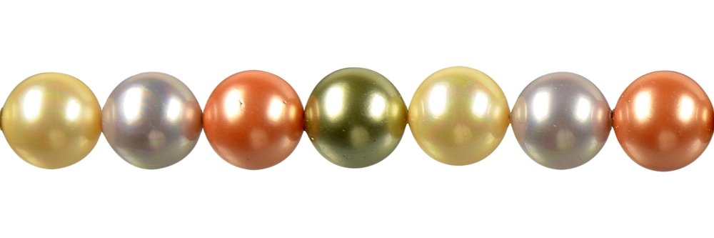 Rang de collier boules, perles de coquillage mélange multicolore 2, 10mm