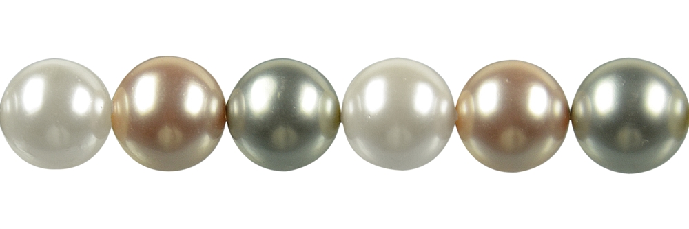 Rang de collier boules, perles de coquillage mélange multicolore 1, 12mm