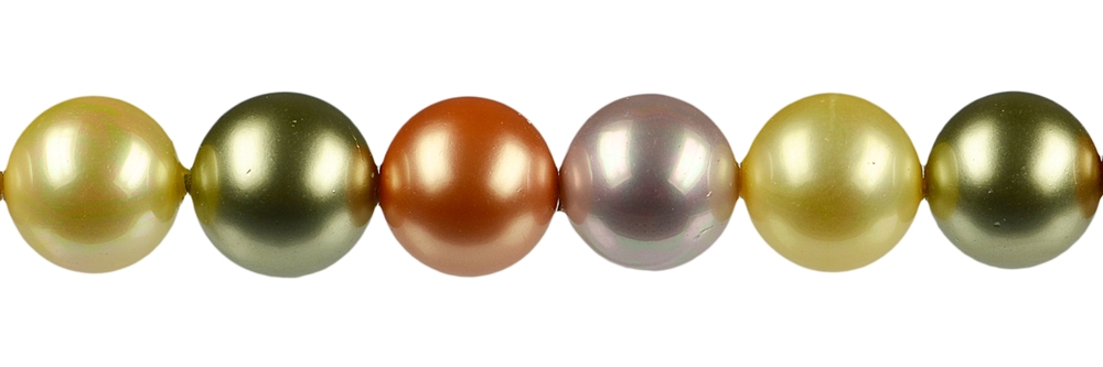 Rang de collier boules, perles de coquillage mélange multicolore 2, 12mm