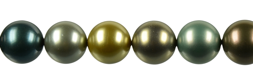Rang de collier boules, perles de coquillage mélange multicolore 3, 12mm