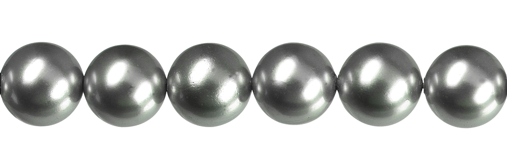 Filo di perline, perle di conchiglia grigio argento, 12 mm