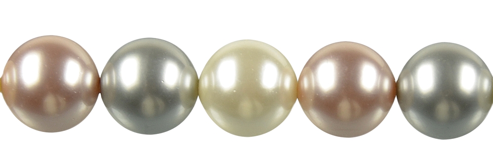 Rang de collier boules, perles de coquillage mélange multicolore 1, 14mm