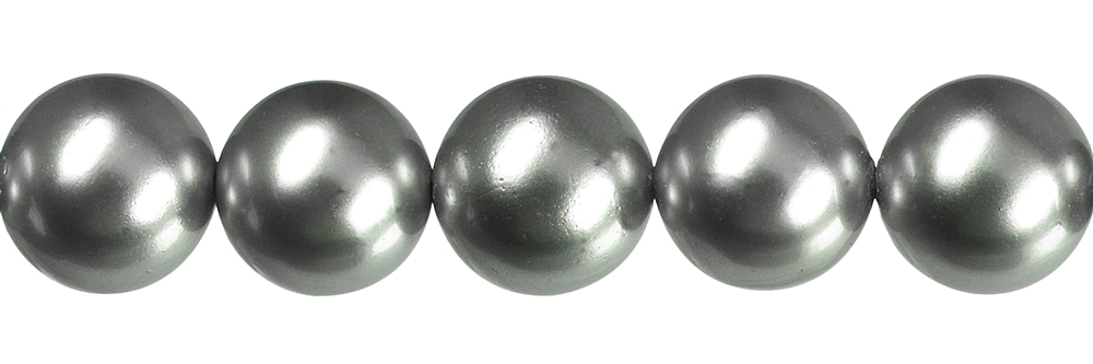 Filo di perline, perle di conchiglia grigio argento, 14 mm