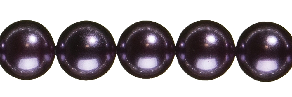 Rang de collier boules, perles de coquillage violettes, 14mm