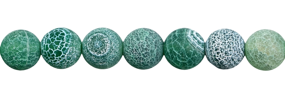 Strand of beads, Agate (Snakeskin Agate) green (colored), matte, 10mm