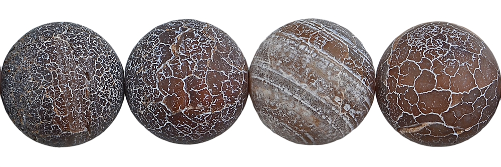 Fili di perline, agata (agata serpente) marrone (colorata), opaca, 16 mm