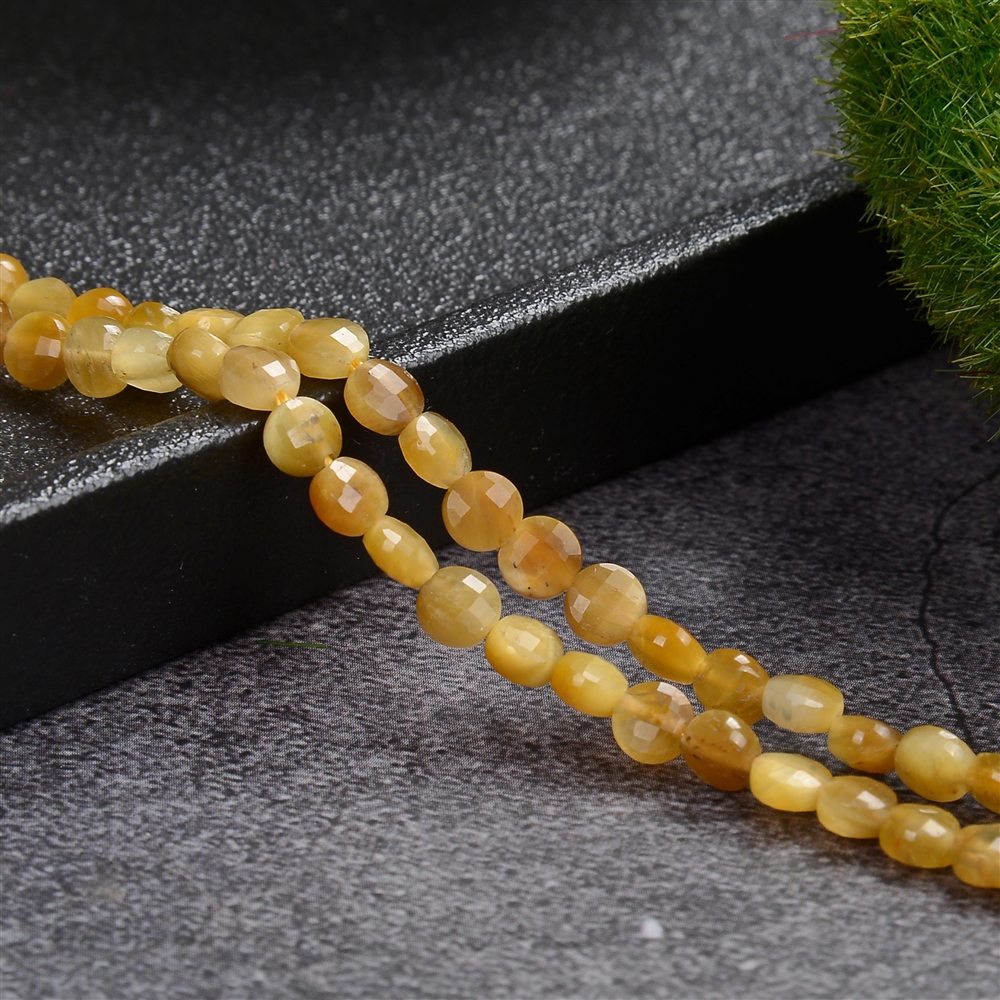 Strand Coin, Tiger's Eye (yellow), faceted, 04 x 02mm (39cm)