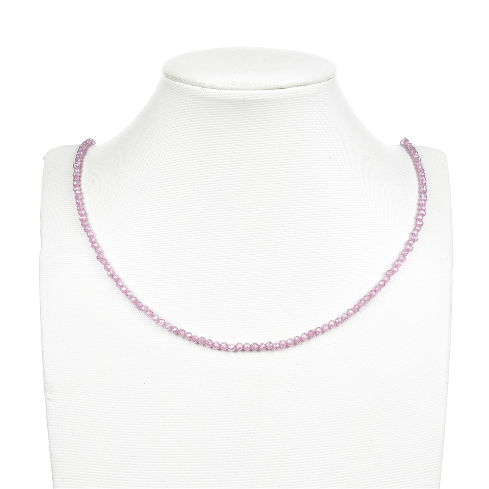 Strang Kugeln, Cubic Zirkonia pink (synt.), facettiert, 02,0mm (38cm)