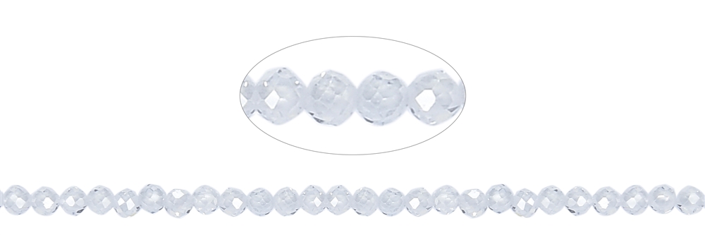 Fili di perline, Zircone cubico bianco (sint.), sfaccettato, 03 mm (38 cm)