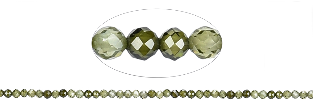 Fili di perline, Zircone cubico verde (sint.), sfaccettato, 03 mm (38 cm)