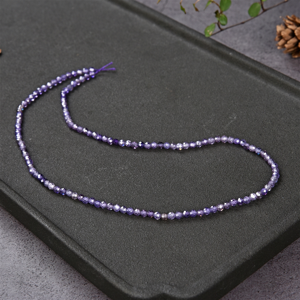 Strand of beads, Cubic Zirconia violet (synt.), faceted, 03mm (38cm)