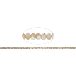 145880328520 Button strand, Mother of Pearl (yellow-brown), 03 x 04mm | Marco Schreier