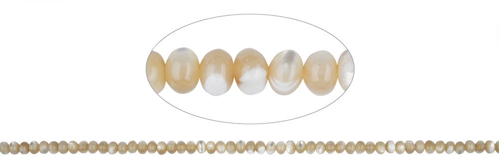 Button strand, Mother of Pearl (yellow-brown), 03 x 04mm