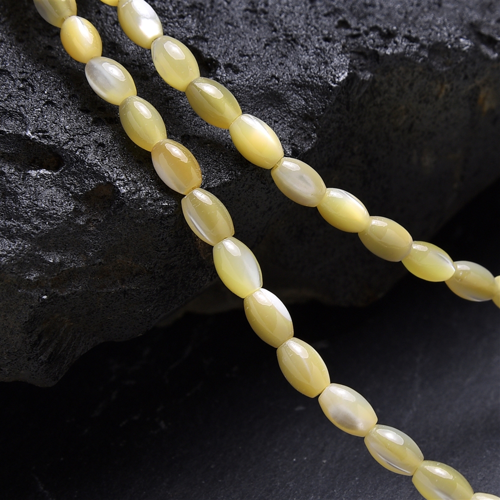 Strand of rice grain, Mother of Pearl (yellow), 05 x 03mm