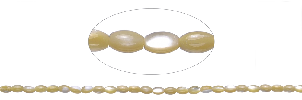 Strand of rice grain, Mother of Pearl (yellow), 05 x 03mm