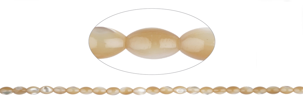 Strand of rice grain, Mother of Pearl (yellow-brown), 08 x 05mm (41cm)