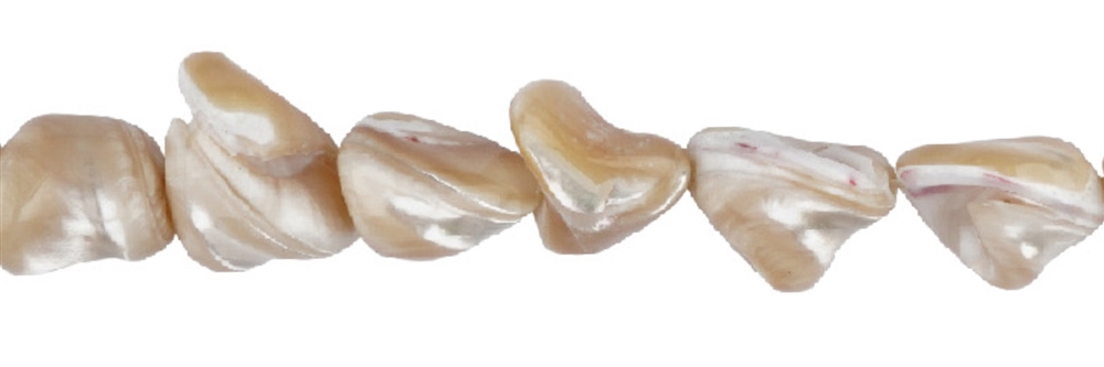 Strand of nuggets, Mother of Pearl (yellow-brown), 11-15 x 10-12mm