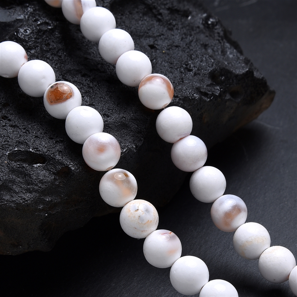 String Beads, Agate (white), 08mm (38cm)