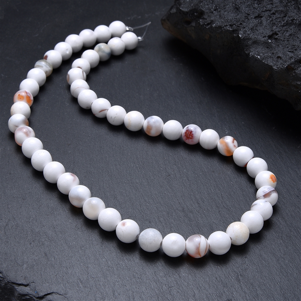 String Beads, Agate (white), 08mm (38cm)