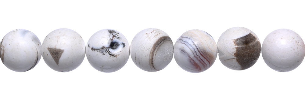 Rang de collier boules, Agate (Agate (blanche) de Mongolie), 10mm (38cm)