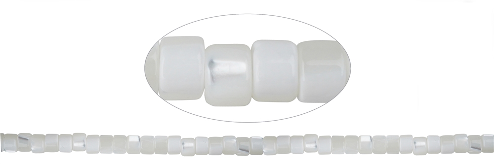 Strand cylinder/heishi, Mother of Pearl (light), 02 x 03 mm (39cm)