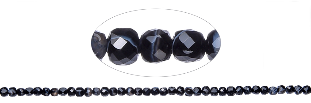 Strand cube, black Agate (dyed), faceted, 04mm (38cm)