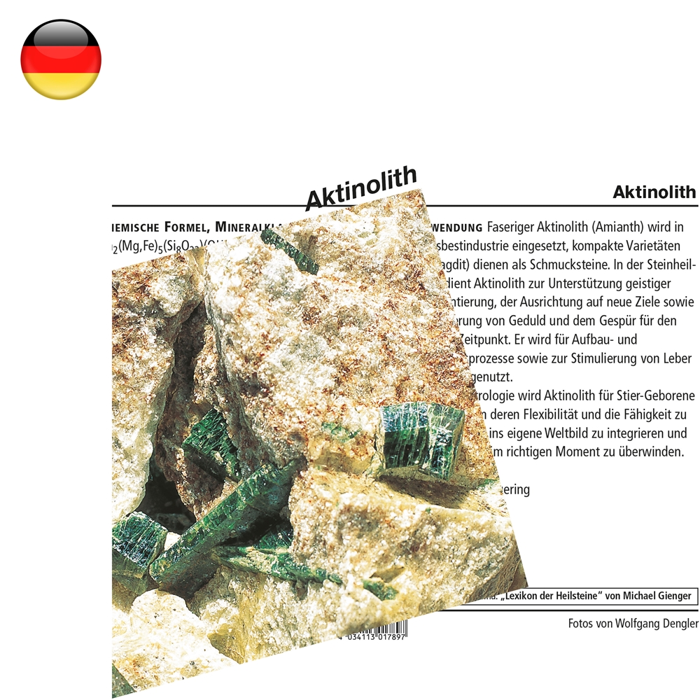 Mineralienkarte Aktinolith  (VE mit 10 Stück)