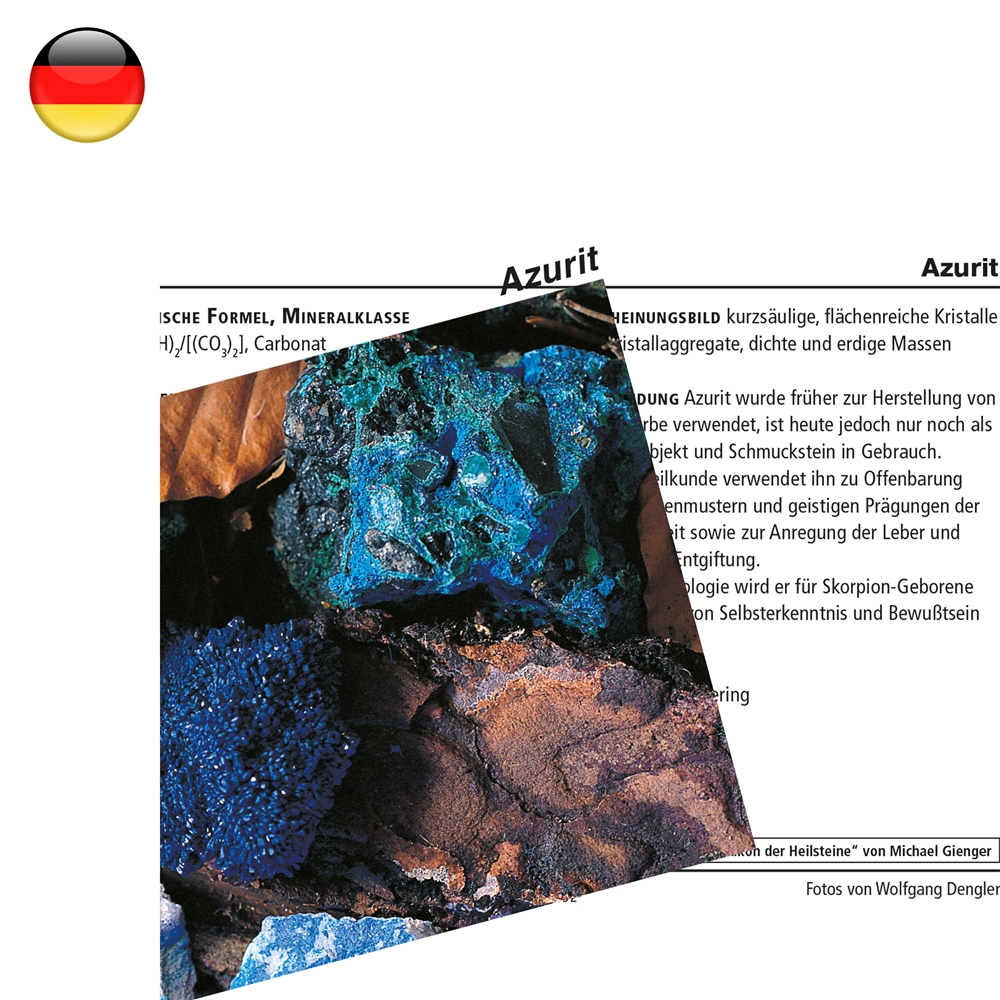 Mineralienkarte Azurit  (VE mit 10 Stück)