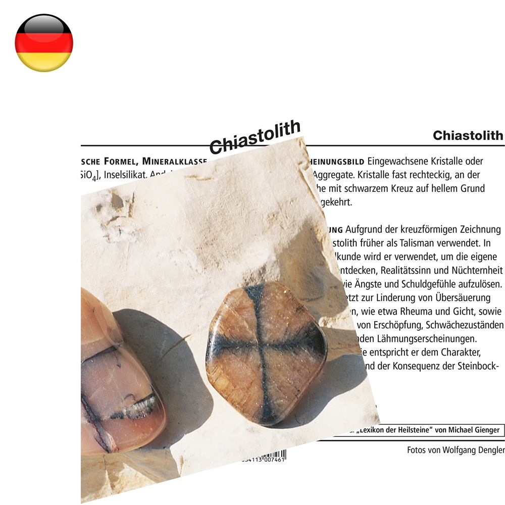 Mineralienkarte Chiastolith (Andalusit) (VE mit 10 Stück)