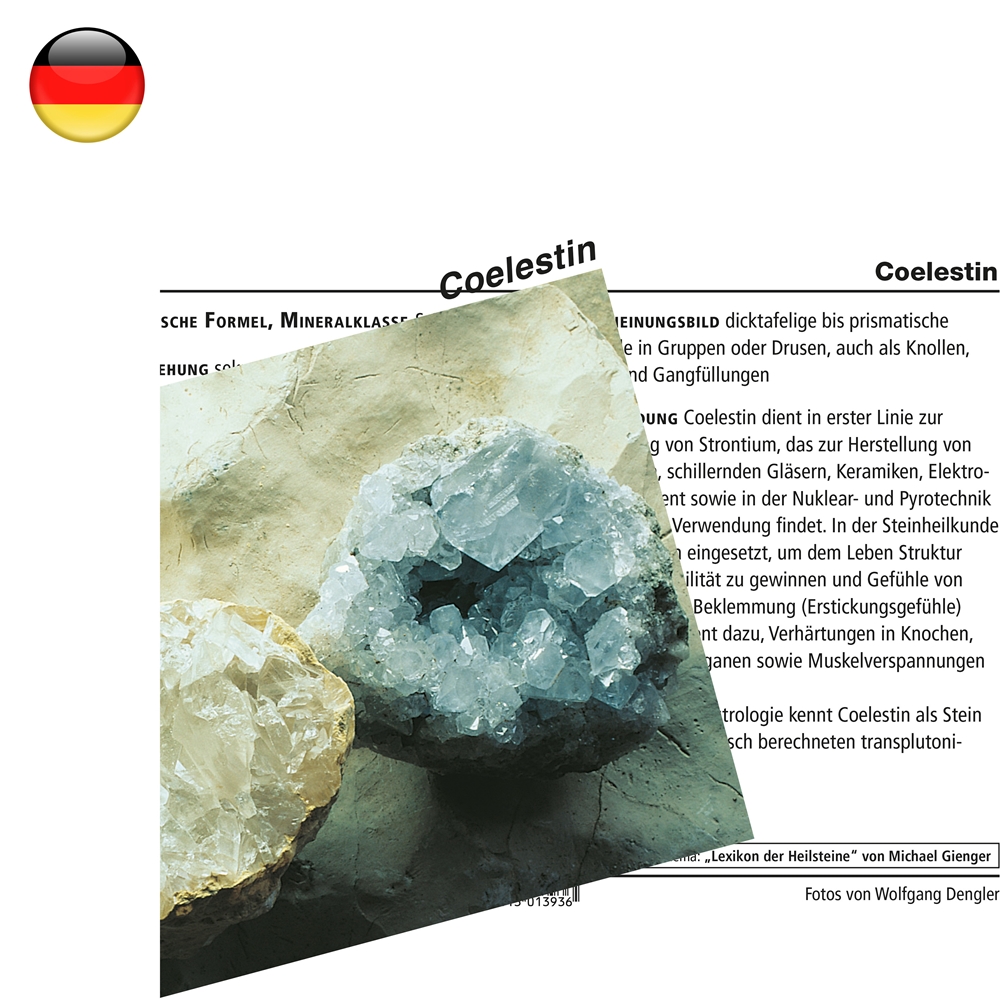 Mineralienkarte Coelestin  (VE mit 10 Stück) 