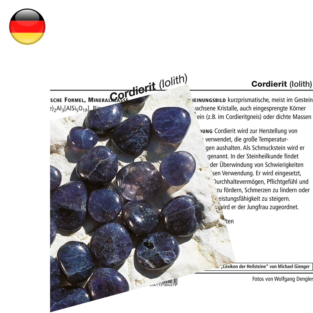 Mineralienkarte Cordierit/Iolith (VE mit 10 Stück)