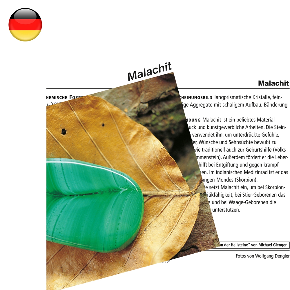 Mineralienkarte Malachit  (VE mit 10 Stück)