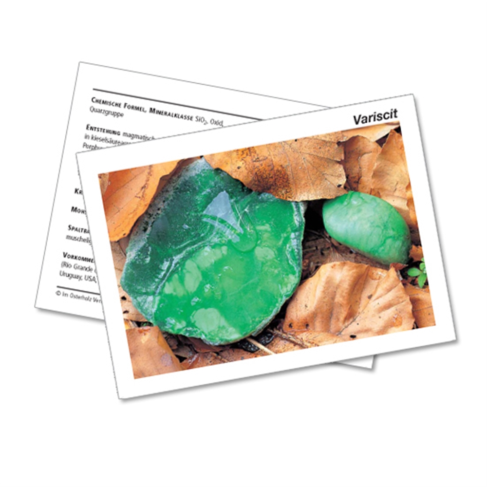 Mineralienkarte Variscit  (VE mit 10 Stück)