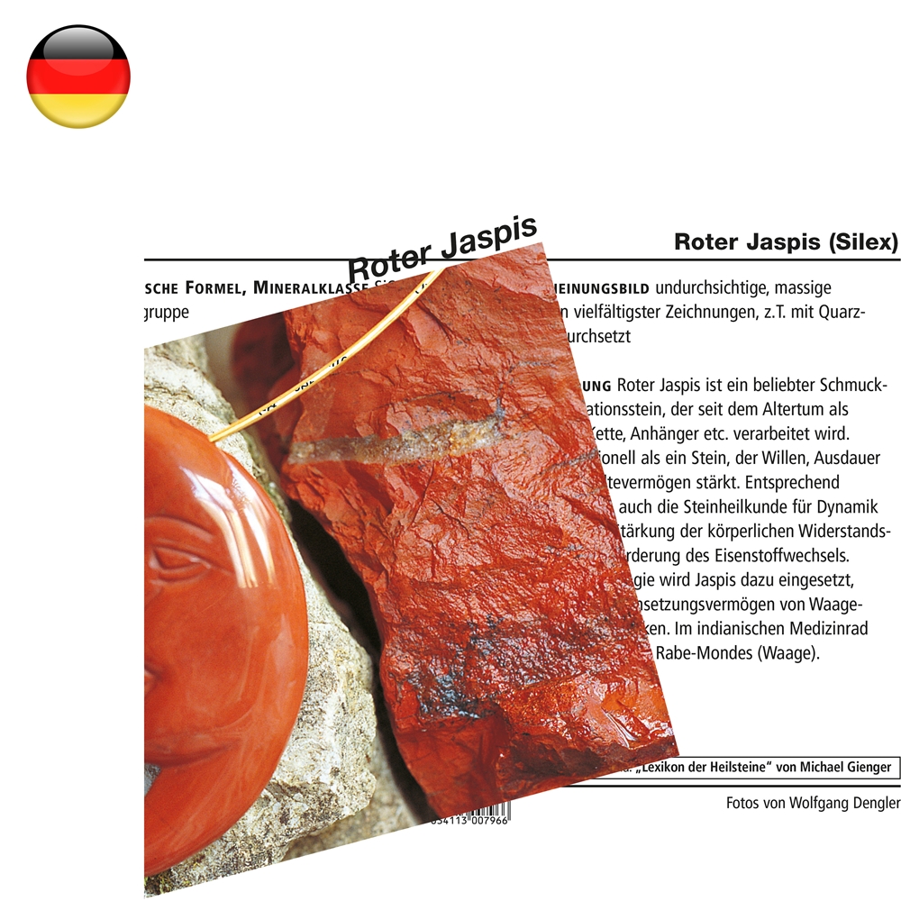 Mineralienkarte Jaspis rot (VE mit 10 Stück)