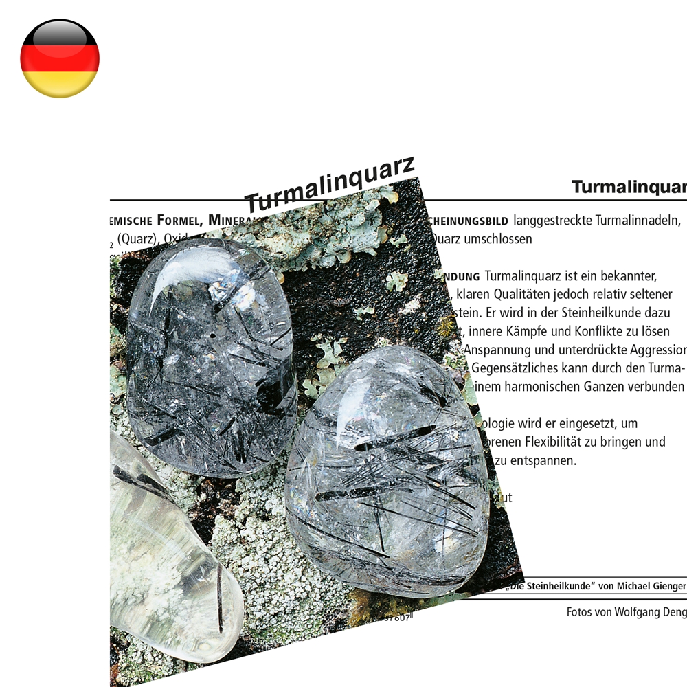 Mineralienkarte Turmalinquarz  (VE mit 10 Stück)