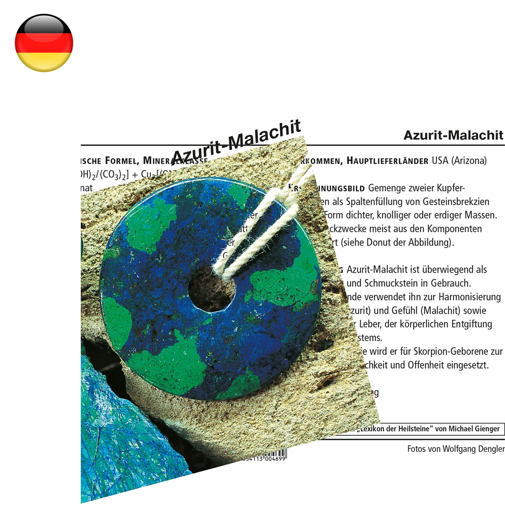Mineralienkarte Azurit-Malachit  (VE mit 10 Stück)