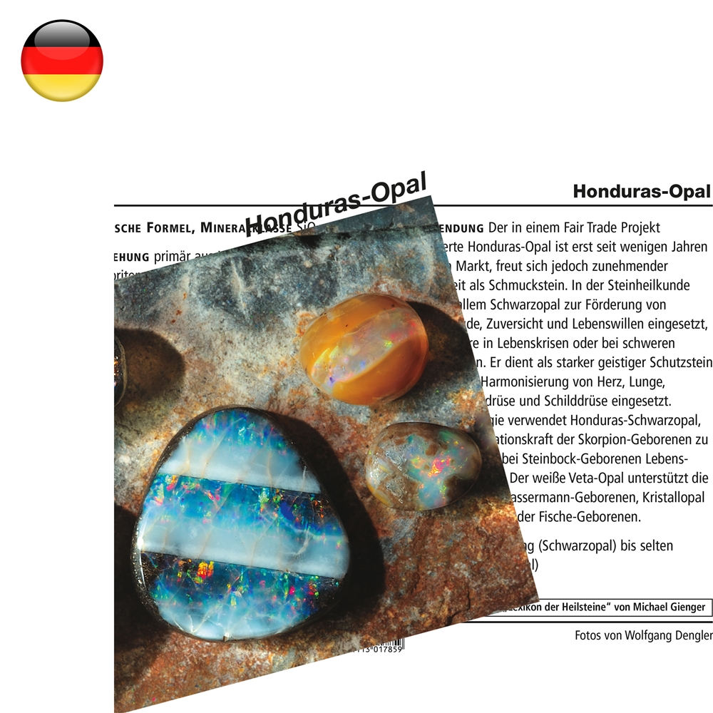 Mineralienkarte Opal (Honduras-Opal) (VE mit 10 Stück)
