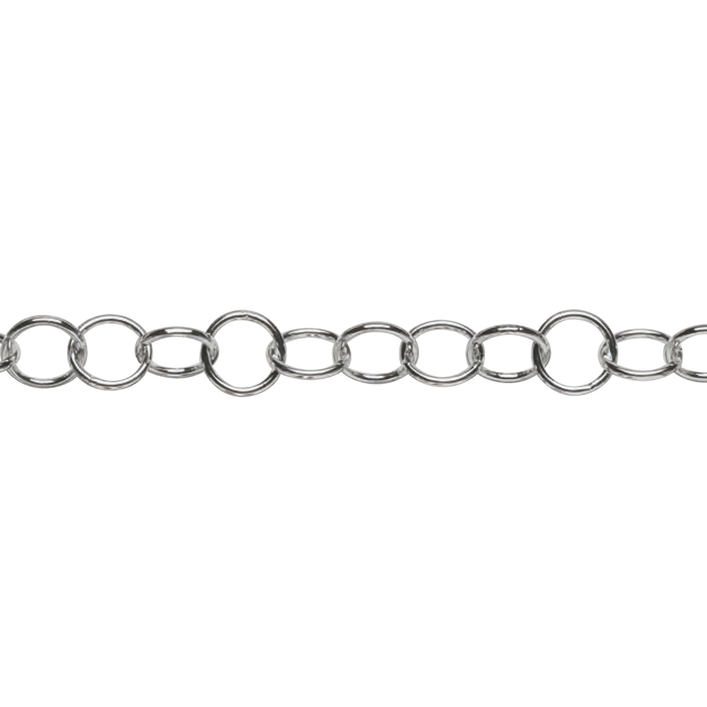 Meter chain, round large heavy, silver, 12mm (30c m/ PU)