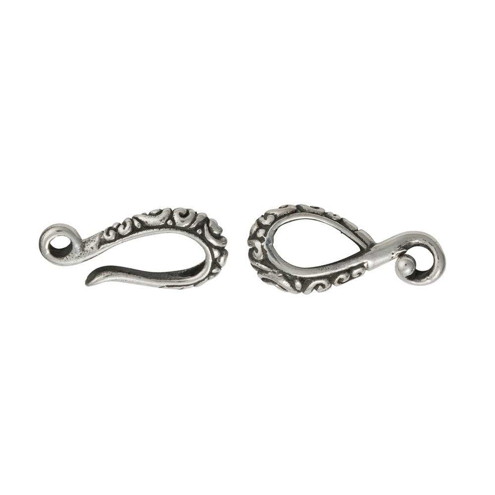 Hook "Paisley" 32mm, silver partially blackened (1 pc./unit)