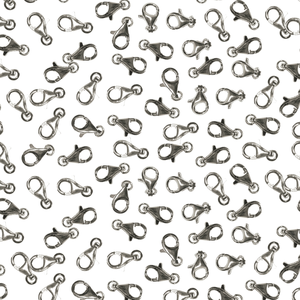 Lobster Clasp loose eye 11mm, silver (100 pc/VE)