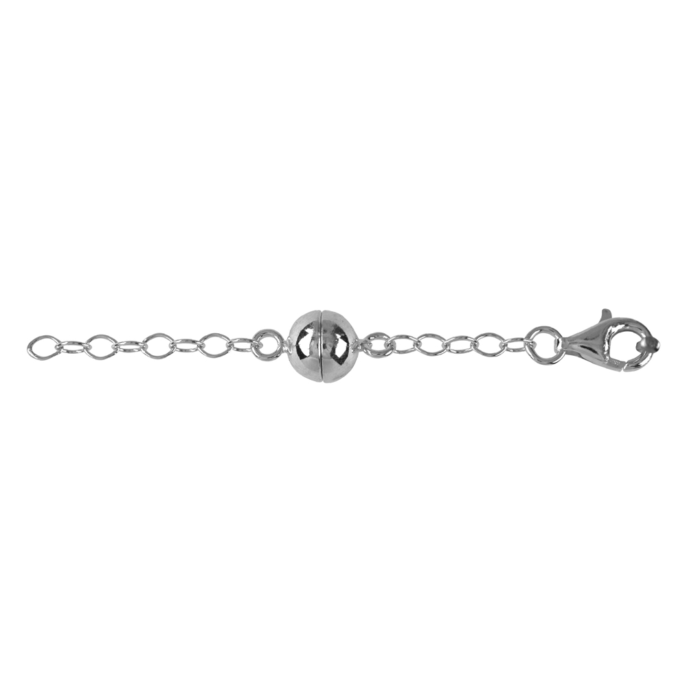 Magnetic clasp with Lobster Clasp and chain, silver (1pc/set)