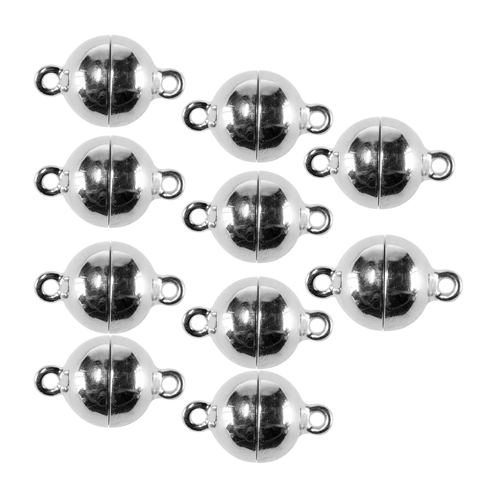 Magnetic clasp round 08mm, silver (10pcs/unit)