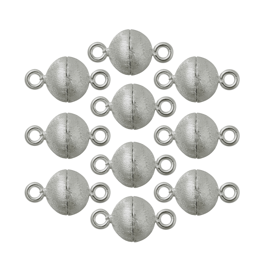 Magnetic clasp round 10mm, silver matt (10pcs/unit)