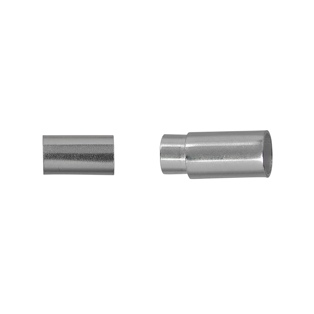 Fermoir magnétique cylindre pour cordons de 4mm, argent (1 pcs/unité)