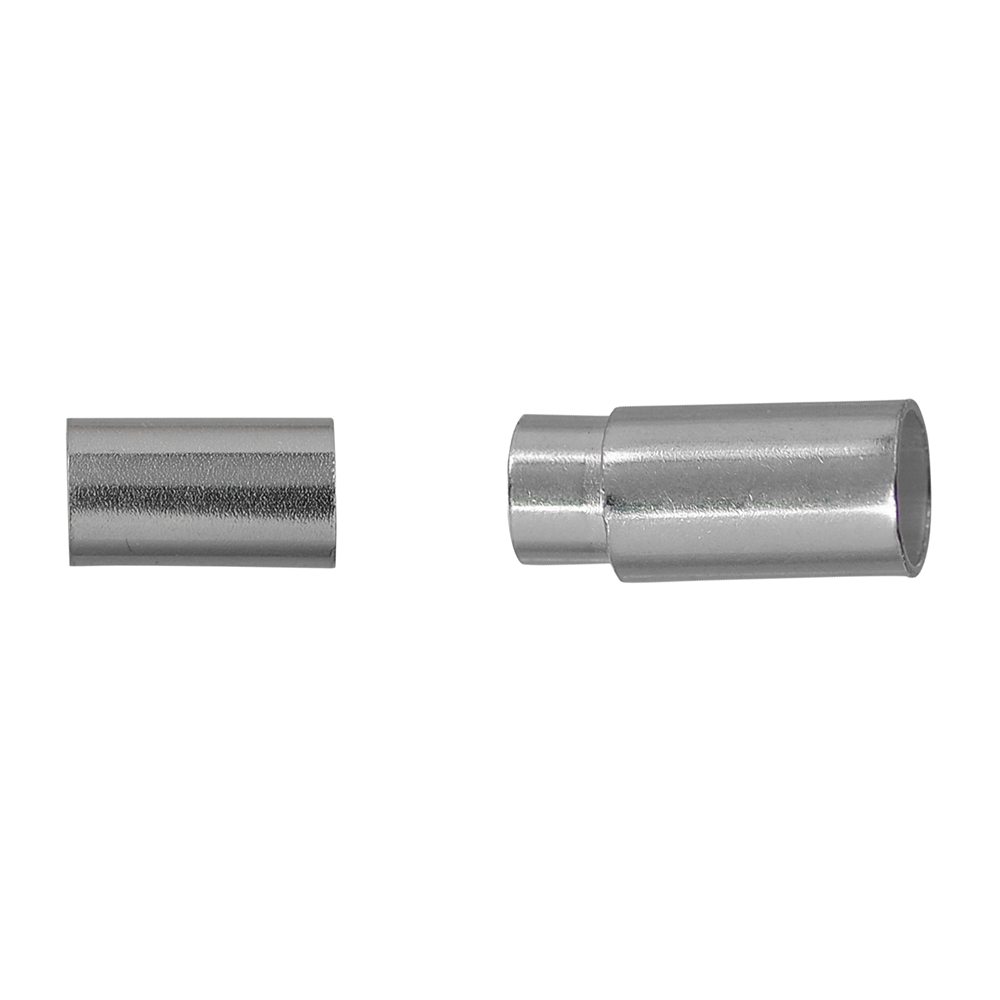 Magnetic clasp cylinder for 5mm straps, silver (1pc/unit)