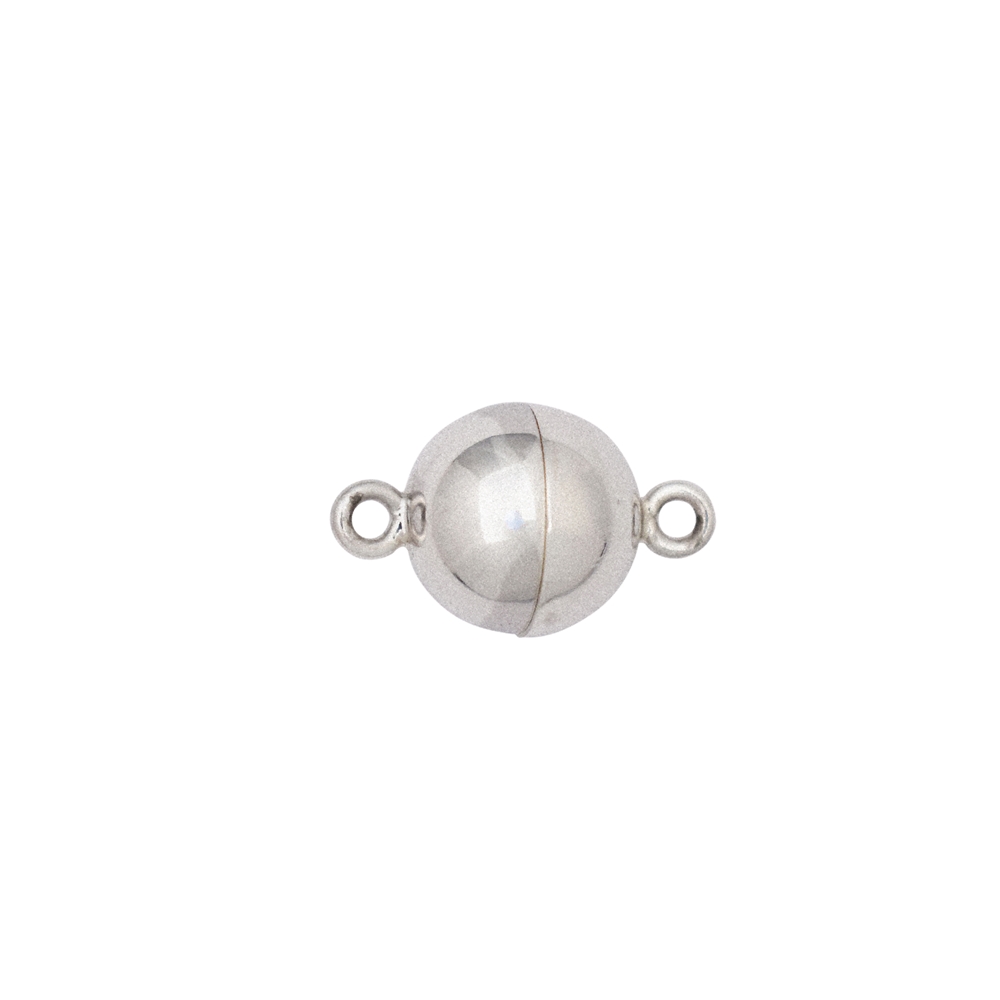 Magnetic clasp round 08mm, silver, matt (1 pc./unit), capped