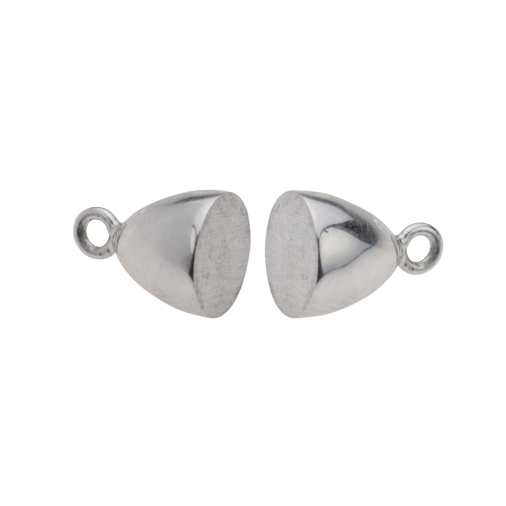 Magnetic clasp oval 08mm, silver (1 pc./ PU), capped