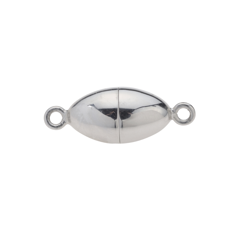 Magnetic clasp oval 08mm, silver (1 pc./ PU), capped