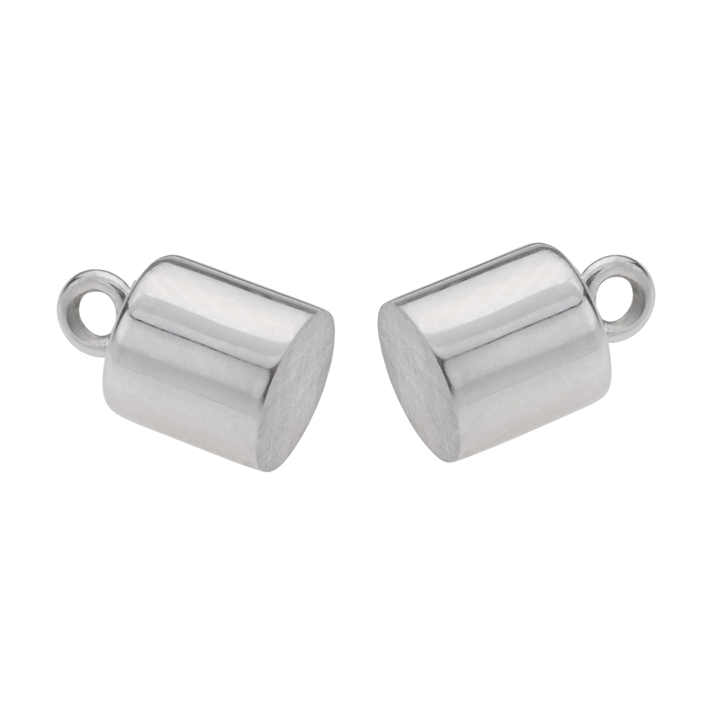 Magnetic clasp cylinder 07 x 20mm, silver (1 pc./unit), capped