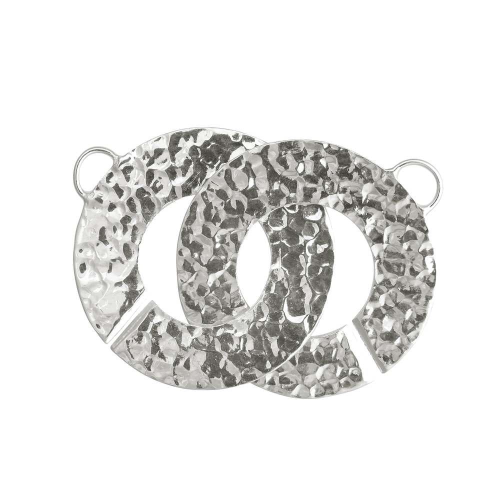 Ring-Ring-Verschluß rund 30mm, Silber gehämmert (1 St./VE)